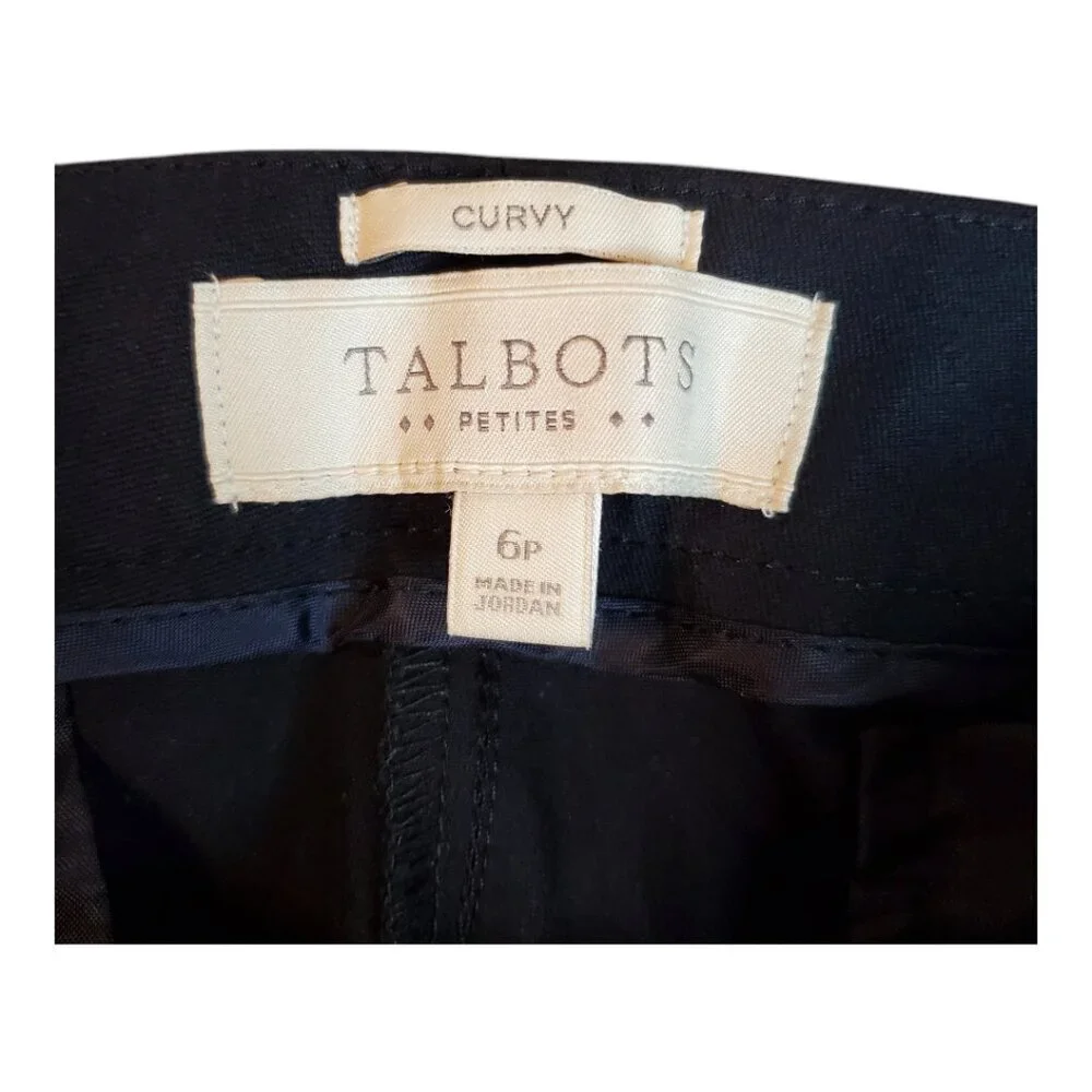 TALBOTS PETITES SZ 6P Curvy Cropped Black Flat Front Mid-rise Dress Trouser Pant - Picture 7 of 8